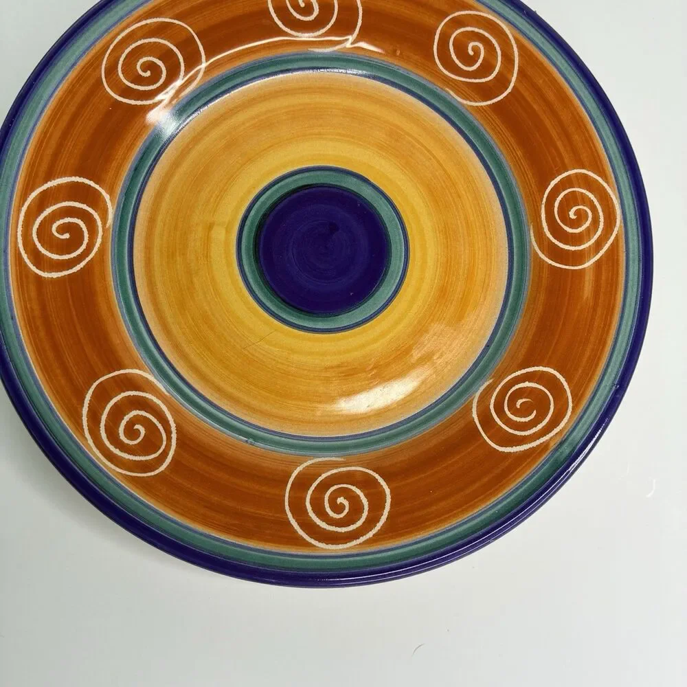 Pier 1 Italian Swirl Handcrafted Blue, Orange Swirl 8